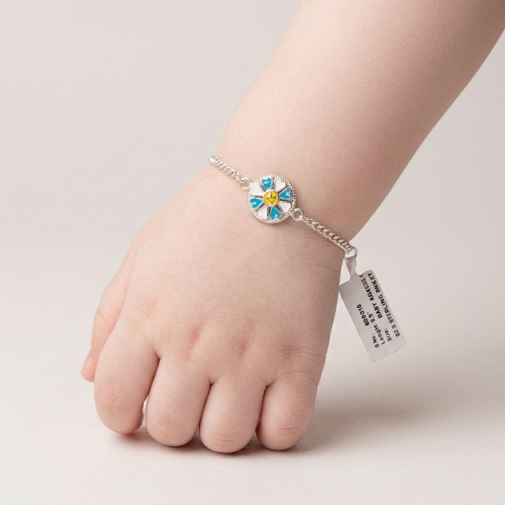 92.5 Silver Flower Bracelet for Kids | Manaaya Happy Bloom Bracelet