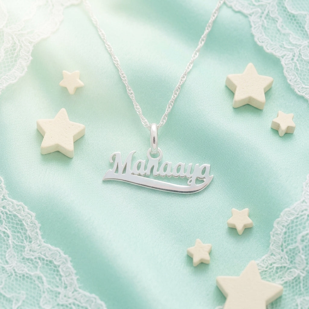 92.5 Silver Customised Name Pendant for Kids | Manaaya