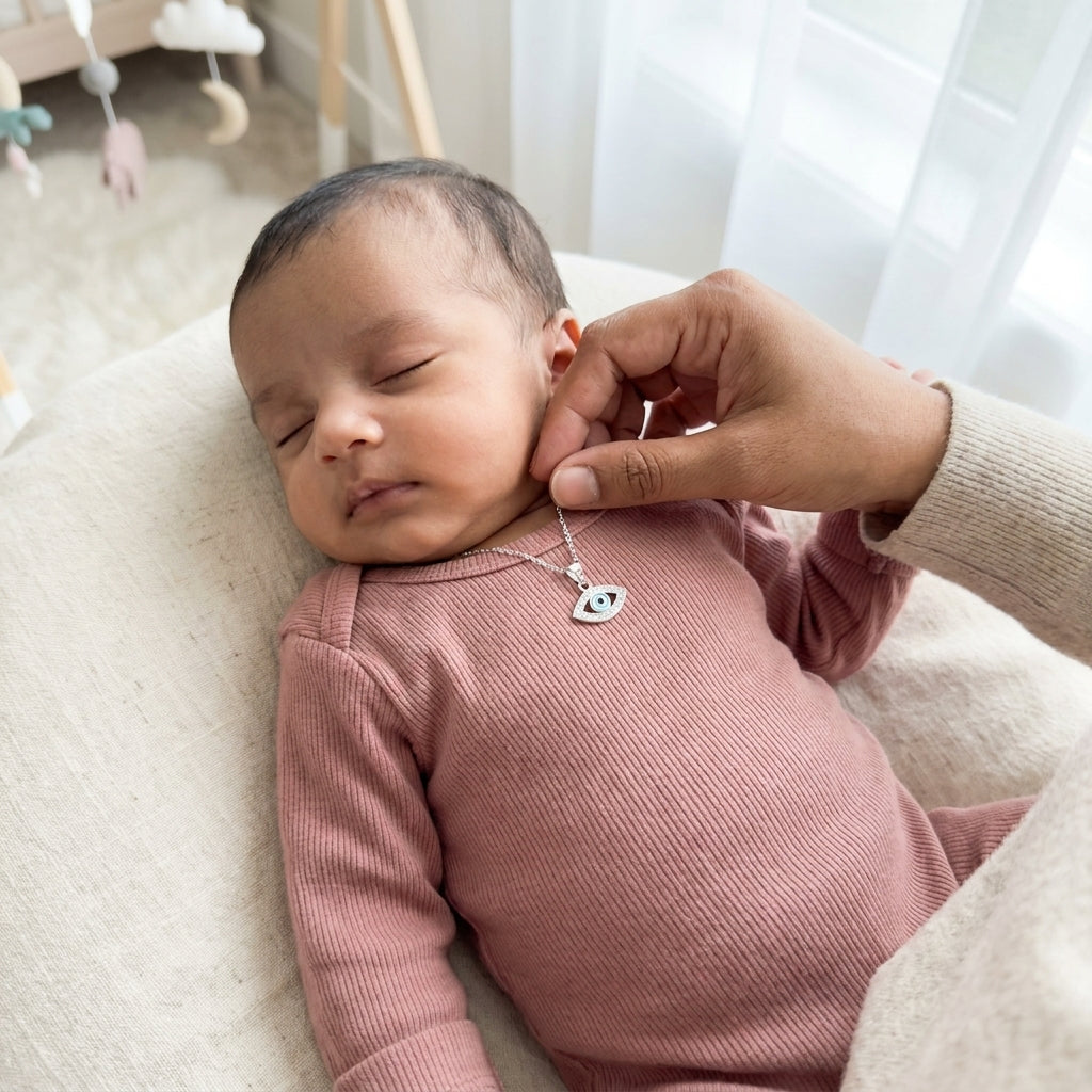 92.5 Silver Classic Evil Eye Pendant for Babies & Kids | Manaaya