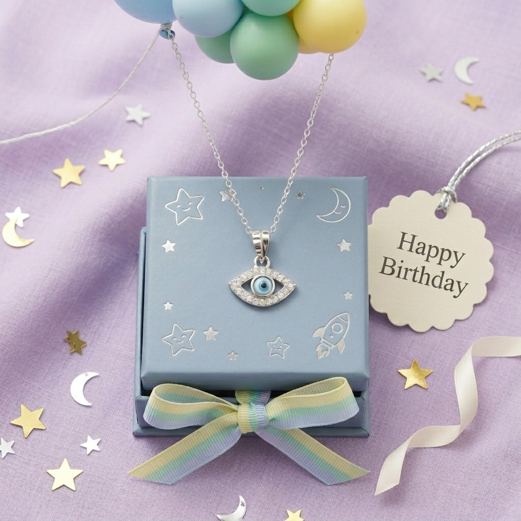 92.5 Silver Classic Evil Eye Pendant for Babies & Kids | Manaaya