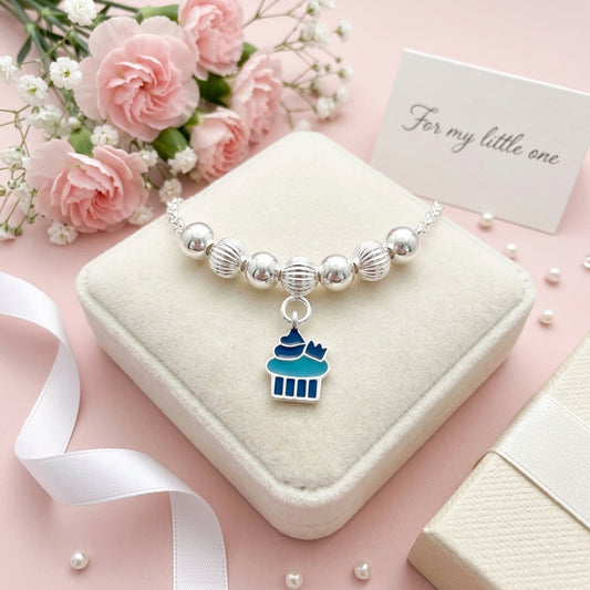 Cupcake Anklet for Kids | Blue | 92.5 Pure Silver | Manaaya