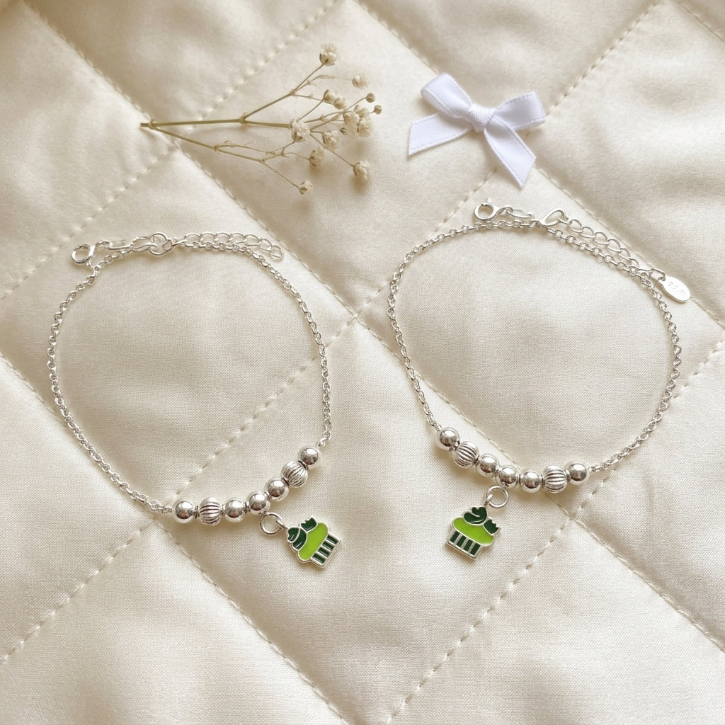 Cupcake Anklet for Kids | Green | 92.5 Pure Silver | Manaaya