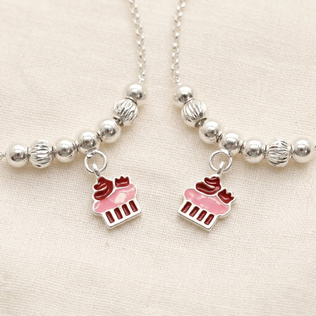 Cupcake Anklet for Kids | Pink | 92.5 Pure Silver | Manaaya