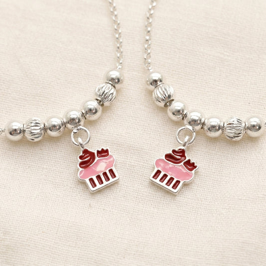 Cupcake Anklet for Kids | Pink | 92.5 Pure Silver | Manaaya