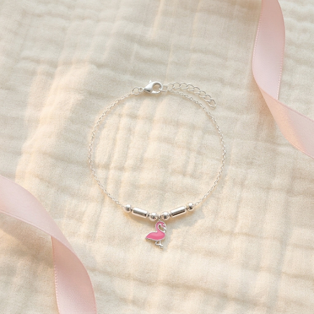 Flamingo Anklet for Kids | Pink | 92.5 Pure Silver | Manaaya