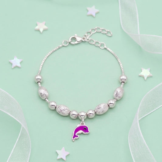 Dolphin Anklet for Kids | Pink | 92.5 Pure Silver | Manaaya