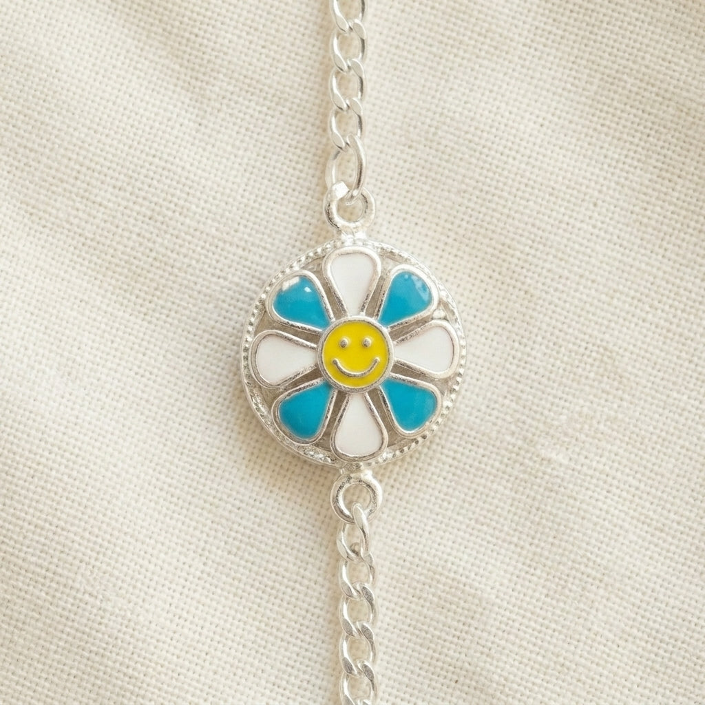 92.5 Silver Flower Bracelet for Kids | Manaaya Happy Bloom Bracelet
