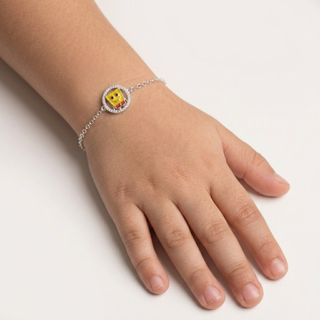 SpongeBob Bracelet for Kids | 92.5 Pure Silver | Manaaya