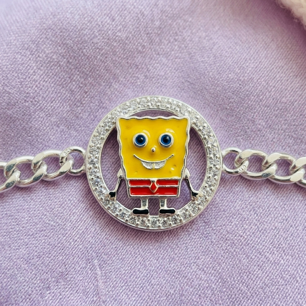 SpongeBob Bracelet for Kids | 92.5 Pure Silver | Manaaya