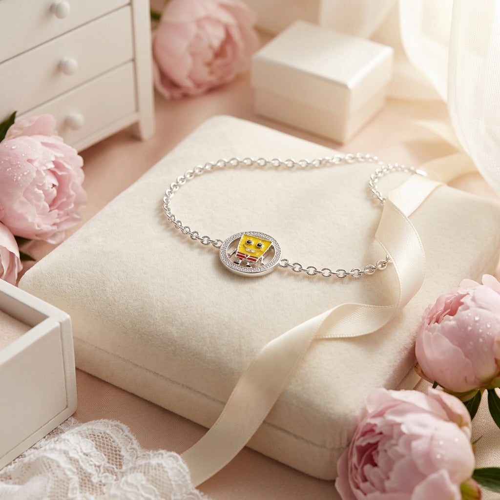 SpongeBob Bracelet for Kids | 92.5 Pure Silver | Manaaya