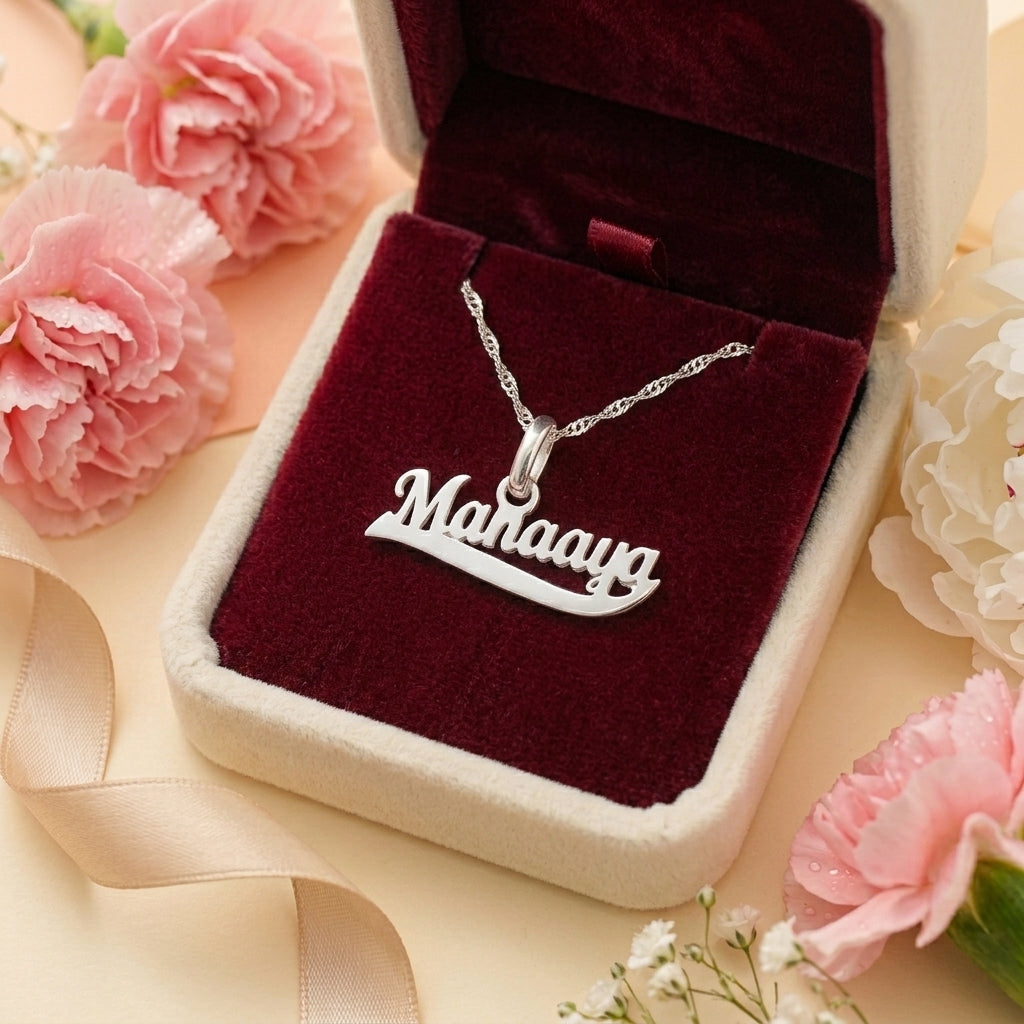 92.5 Silver Customised Name Pendant for Kids | Manaaya