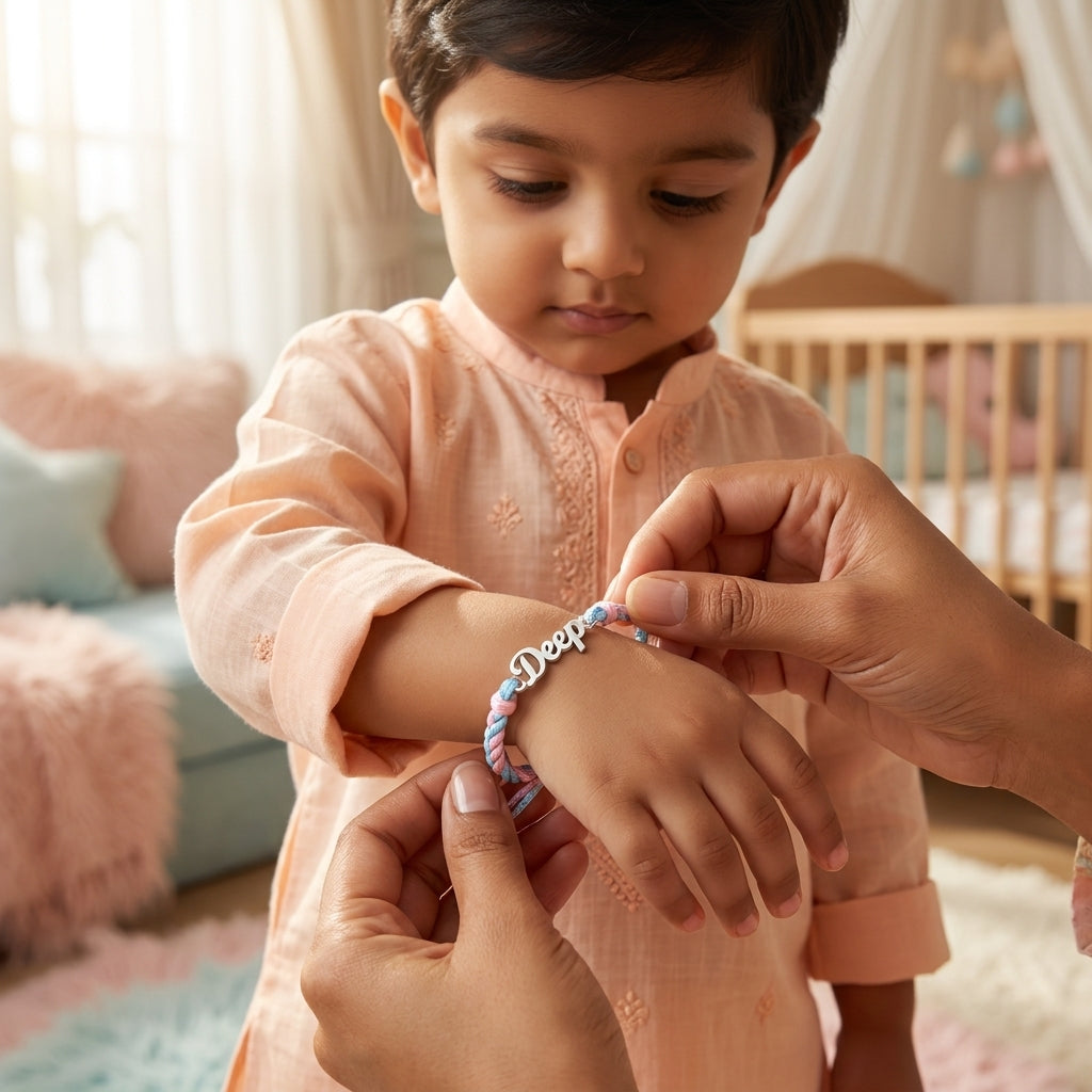 Customized Name Rakhi – 92.5 Sterling Silver