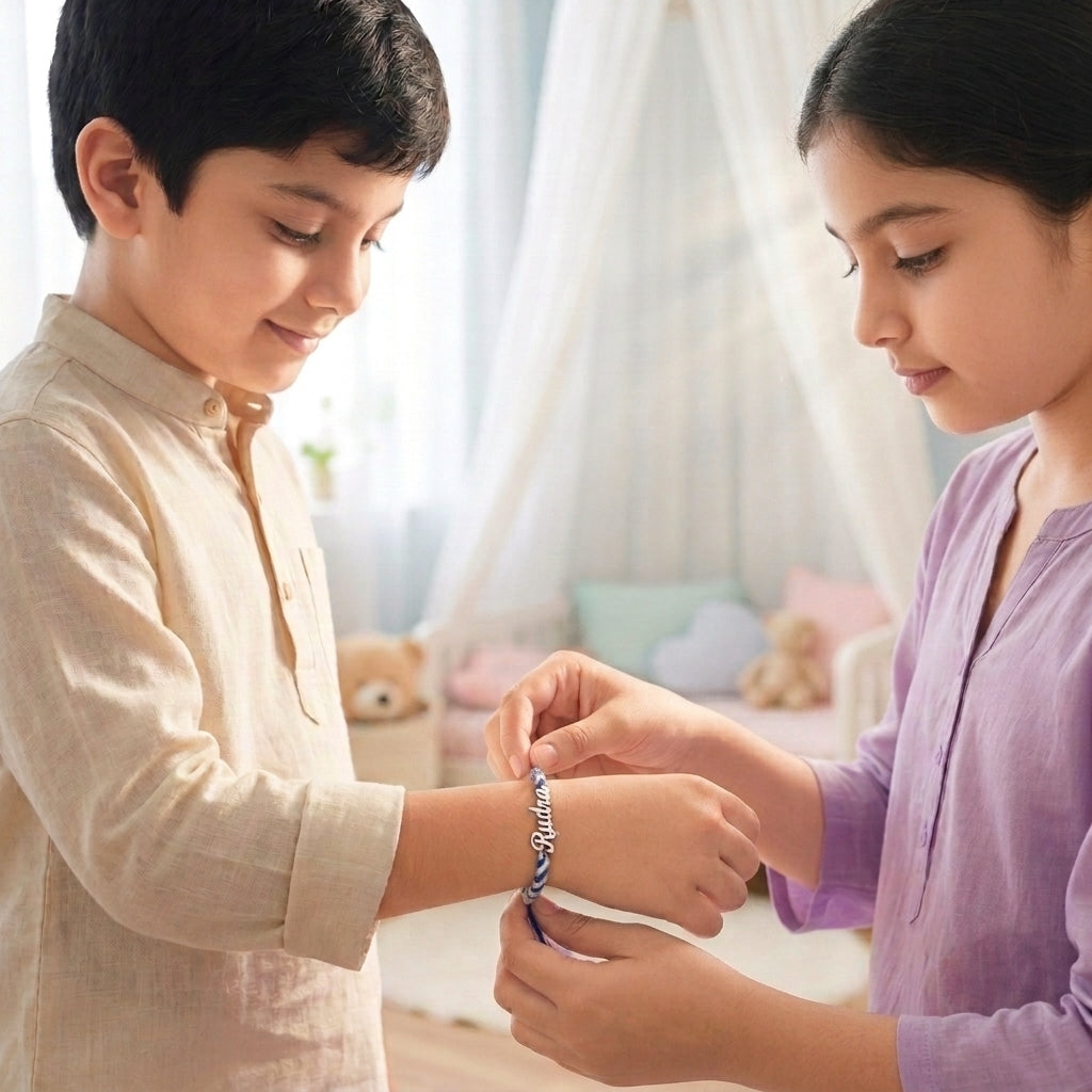 Customized Name Rakhi – 92.5 Sterling Silver