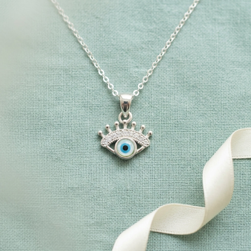 92.5 Silver Evil Eye Lash Pendant for Babies & Kids | Manaaya